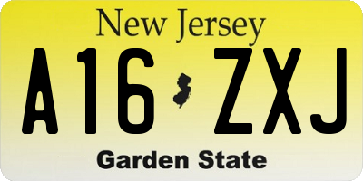 NJ license plate A16ZXJ