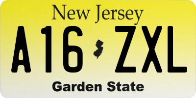 NJ license plate A16ZXL