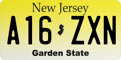 NJ license plate A16ZXN