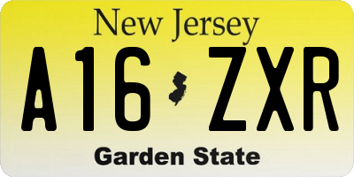NJ license plate A16ZXR