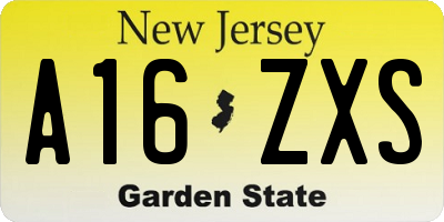 NJ license plate A16ZXS