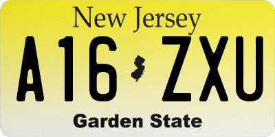 NJ license plate A16ZXU