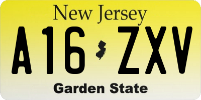 NJ license plate A16ZXV