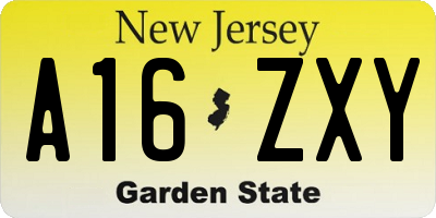 NJ license plate A16ZXY