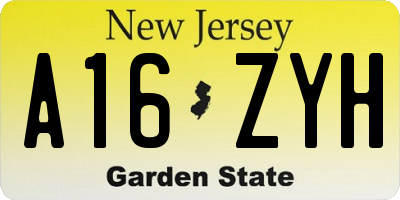 NJ license plate A16ZYH