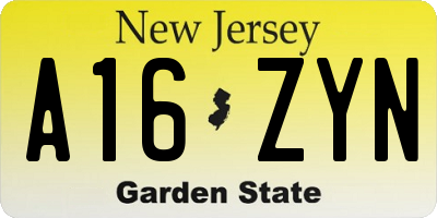 NJ license plate A16ZYN
