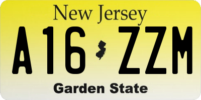 NJ license plate A16ZZM