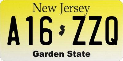 NJ license plate A16ZZQ
