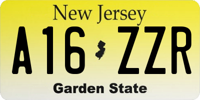 NJ license plate A16ZZR