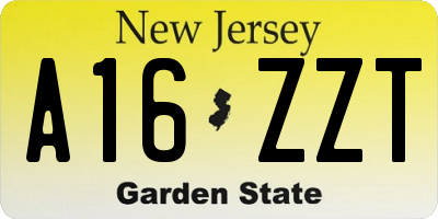 NJ license plate A16ZZT