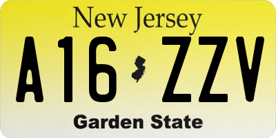 NJ license plate A16ZZV