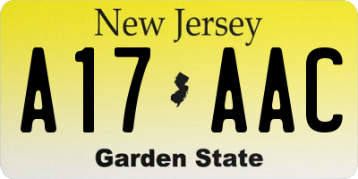 NJ license plate A17AAC