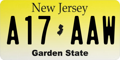 NJ license plate A17AAW