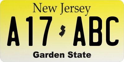 NJ license plate A17ABC