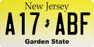 NJ license plate A17ABF