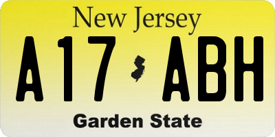 NJ license plate A17ABH