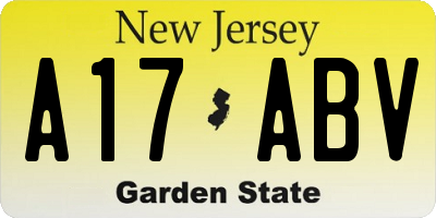 NJ license plate A17ABV