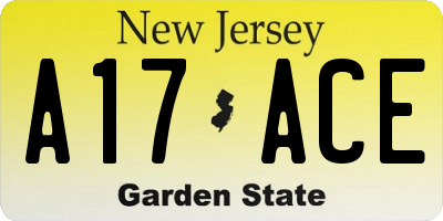NJ license plate A17ACE