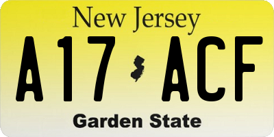 NJ license plate A17ACF