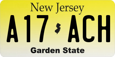 NJ license plate A17ACH
