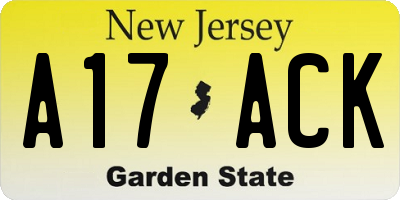 NJ license plate A17ACK