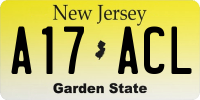 NJ license plate A17ACL