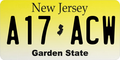 NJ license plate A17ACW