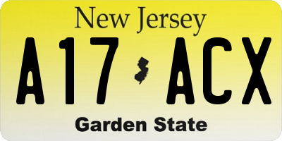 NJ license plate A17ACX