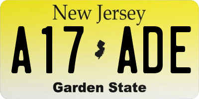 NJ license plate A17ADE