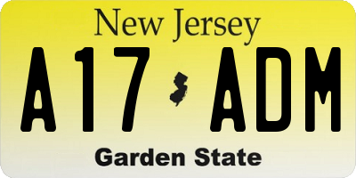 NJ license plate A17ADM