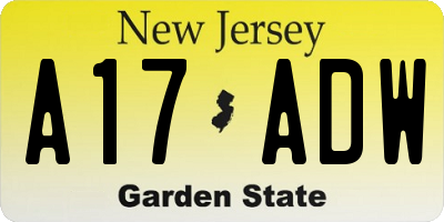 NJ license plate A17ADW