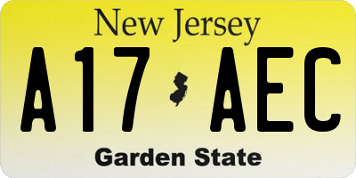 NJ license plate A17AEC