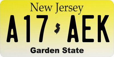 NJ license plate A17AEK