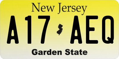 NJ license plate A17AEQ