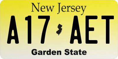 NJ license plate A17AET