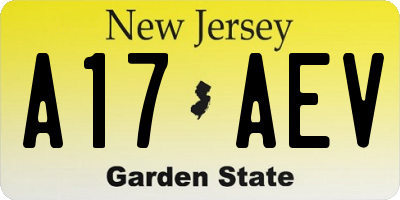 NJ license plate A17AEV