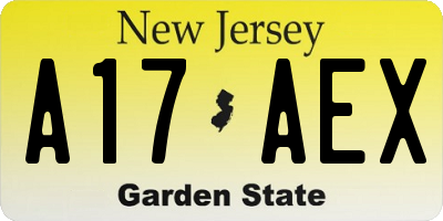 NJ license plate A17AEX