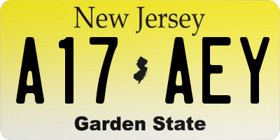 NJ license plate A17AEY