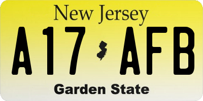 NJ license plate A17AFB