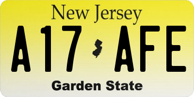 NJ license plate A17AFE
