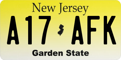 NJ license plate A17AFK