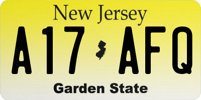 NJ license plate A17AFQ