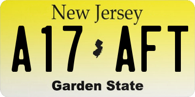 NJ license plate A17AFT
