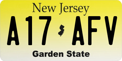 NJ license plate A17AFV