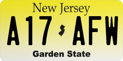 NJ license plate A17AFW