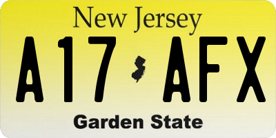 NJ license plate A17AFX