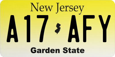 NJ license plate A17AFY