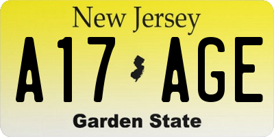 NJ license plate A17AGE