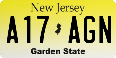 NJ license plate A17AGN