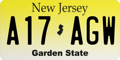 NJ license plate A17AGW